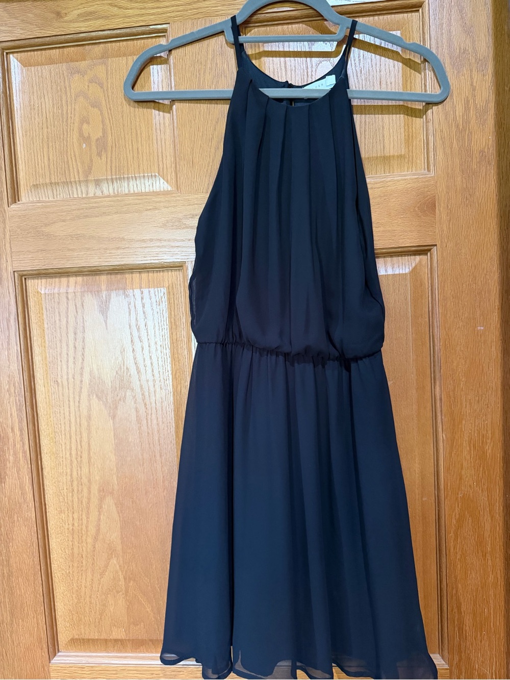 Lush Black Halter Chiffon Mini Dress